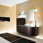 Interior Of With Astounding Interior Of Contemporary Bathroom With Bathroom Paint Ideas Completed With Dark Brown Cabinet And Vanity Furnished With Vessel Sink Also Mirror And Candle Holder Decoration Bathroom The Great Advantages Of Bathroom Paint Ideas