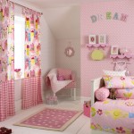 Pink Accent Of Astounding Pink Accent Wall Color Of Kids Bedroom Furnished With Sliding Kids Room Curtains And Curtains Also Completed With Bed Plus Chair Decoration The Better Appearance Through The Kids Room Curtains