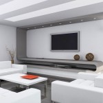 White Interior Living Astounding White Interior Of Modern Living Room Applying Grey Ceramics Flooring With Wall Flat Screen TV Furnished With Sofa And Chair Plus Square Table Living Room Modern Living Room Inspiration For Your Rich Home Decor