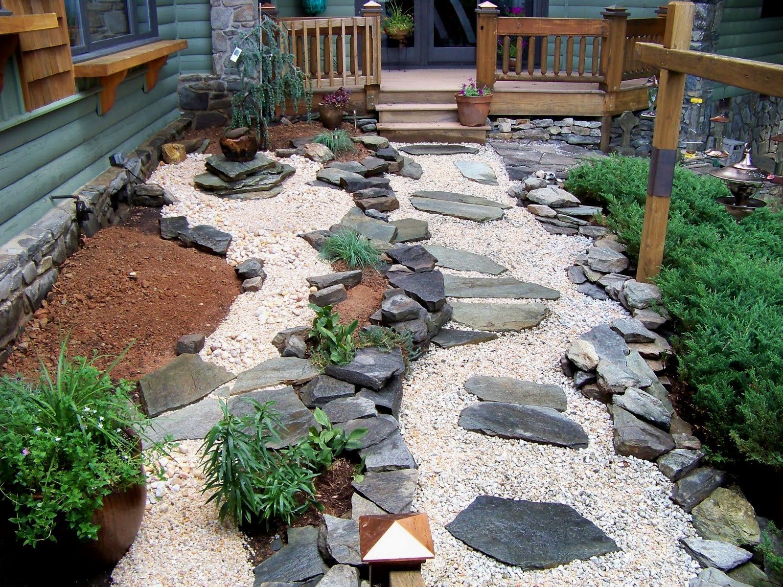 Concept In Ideas Attractive Concept In Rock Garden Ideas With Stones As Tiles At Rustic Front Yard Image Decoration Rock Garden Ideas Using Nature Exterior Accent