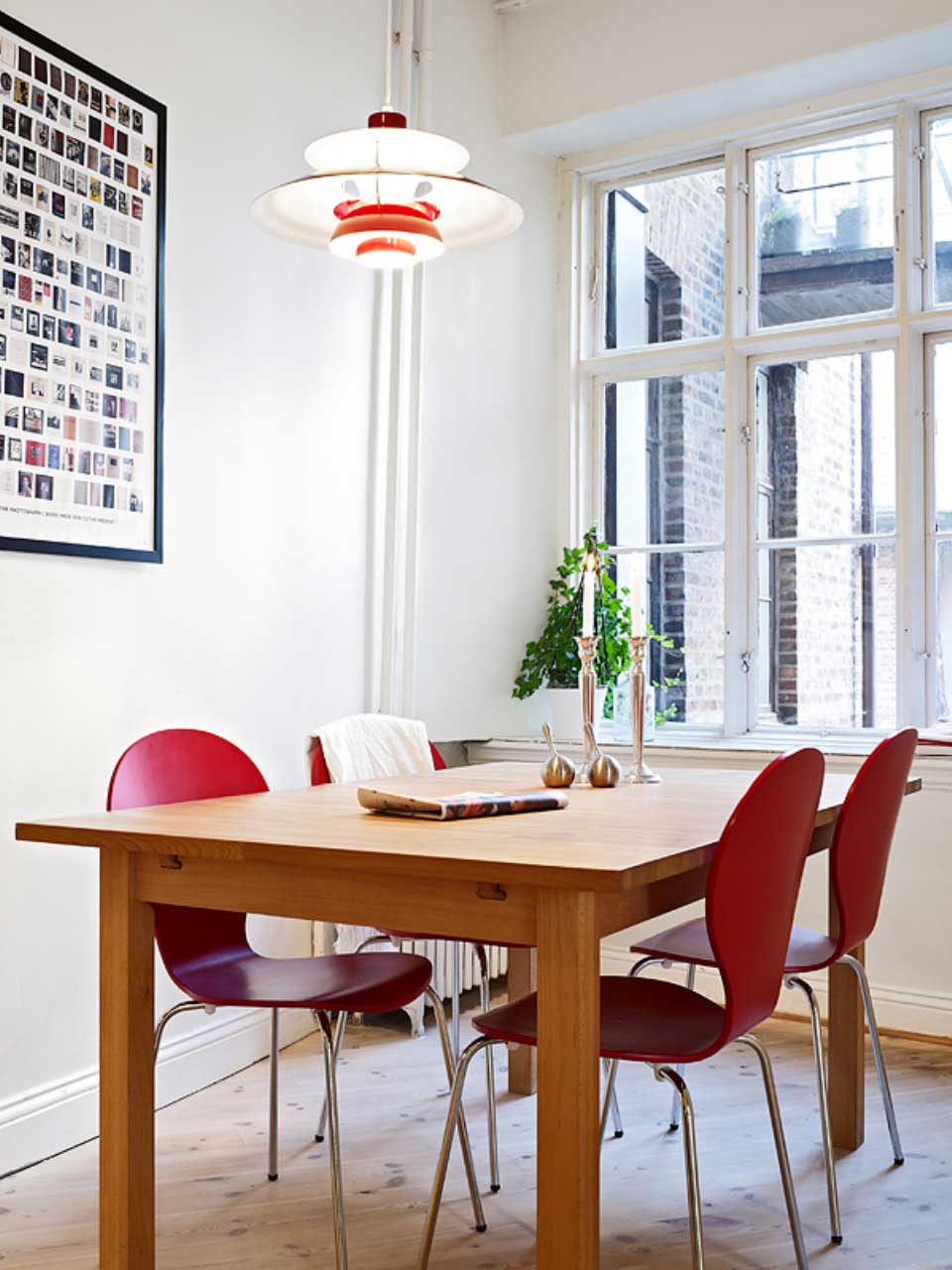 Dining Room Small Attractive Dining Room Ideas For Small Home Design With Natural Square Wooden Dining Table Idea And Modern Red Molded Chairs Design Also Luxurious Pendant Light Ideas Dining Room The Best Simple Dining Room Ideas