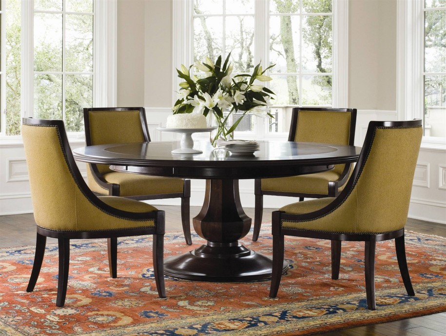 Rectangle Area Feat Attractive Rectangle Area Rug Idea Feat Contemporary Round Dining Room Table Set And Yellow Upholstered Chairs Dining Room  Having Good Time In A Contemporary Dining Room Sets 