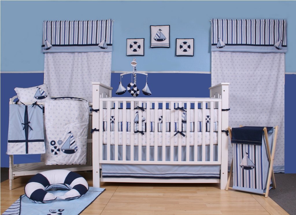 Baby Boy Nautical Awesome Baby Boy Nursery With Nautical Theme Decor Idea Feat Contemporary Crib Furniture And Stripes Window Valance Kids Room Awesome Baby Boy Nursery Room Ideas