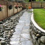 Backyard Concept River Awesome Backyard Concept With Beautiful River Rock Garden Ideas Plus Hanging Planters On The Wooden Panels Decoration Rock Garden Ideas Using Nature Exterior Accent