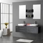 Bathroom Aplying Wall Awesome Bathroom Applying Grey Accent Wall Color Completed With Bathroom Wall Cabinets Between Mirrors And Furnished With Vanity Drawers Coupled By Double Sink Bathroom The Best Choice For Bathroom: Bathroom Wall Cabinets