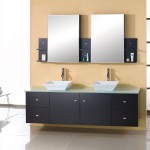 Black Bathroom Set Awesome Black Bathroom Floating Vanity Set With Double Square Sinks Under Rectangular Mirrors Attached On Khaki Wall Paint Color Background Bathroom  Double Function From Double Sink Vanity 