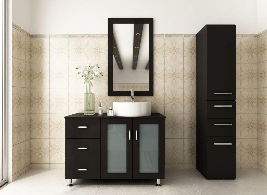 Black Bathroom Top Awesome Black Bathroom Vanity With Top And Frosted Glass Cabinet Door Idea Plus Lovely Round Vessel Sink Bathroom  Altering More Beautiful By Cool Bathroom Vanity With Top 