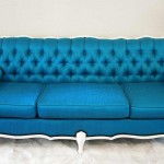 Blue Leather Tufted Awesome Blue Leather Sofa With Tufted Back Design And Twin Bolsters Idea Feat Plush White Fur Area Rug Furniture  Going Easy To Relax On A Blue Leather Sofa 