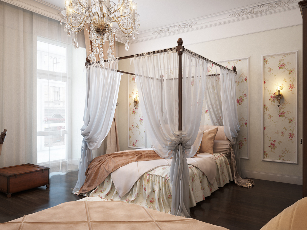 Canopy Bed Crystal Awesome Canopy Bed Design Or Crystal Chandelier Feat Floral Wallpaper In Vintage Bedroom Idea Plus Black Wood Floor Bedroom  Matching The Vintage Bedroom Ideas 