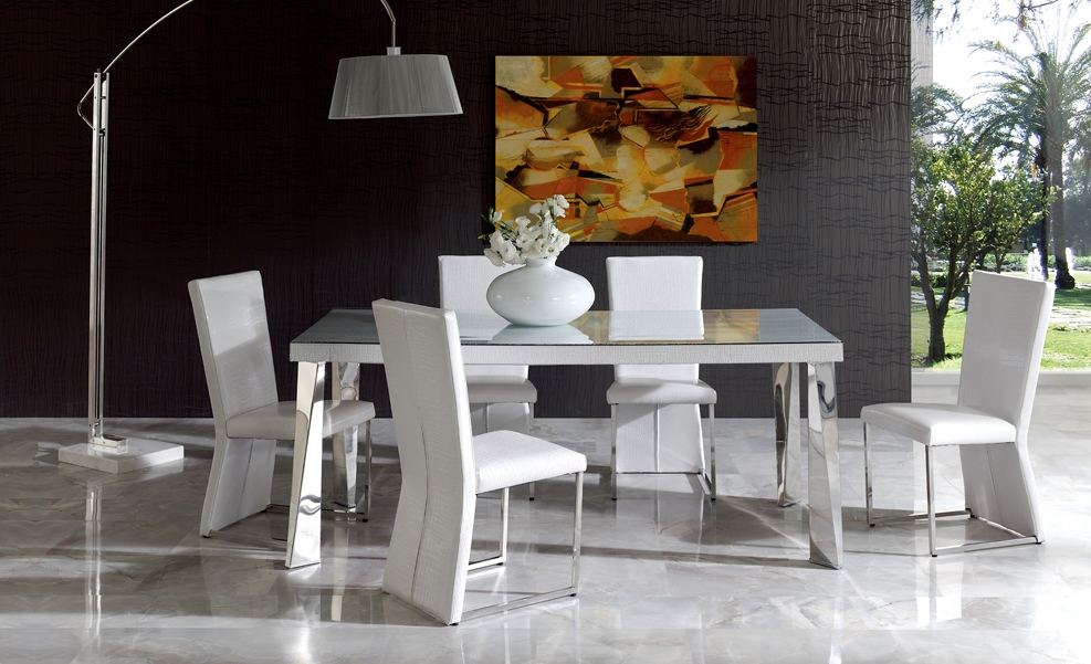 Floor Lamp Contemporary Awesome Floor Lamp Design Feat Contemporary White Dining Room Set With Leather Chairs And Rectangle Mirrored Table Idea Dining Room  Having Good Time In A Contemporary Dining Room Sets 