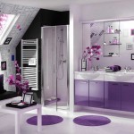 Master Bathroom With Awesome Master Bathroom Remodel Design With Modern Bathroom Colorful Purple Wall Decor Ideas Also Two Colorful Round Carpet Fur Rug Models With White Small Flooring Table Bathroom Bathroom The Most Effective Bathroom Remodel: Toilet And Floor