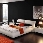 Mens Bedroom Black Awesome Men's Bedroom Ideas With Black Accent Wall Color Furnished With White Queen Bed And Twin Nightstands Also Completed With Orange Soft Rug Bedroom Mens Bedroom Ideas: The Design Character