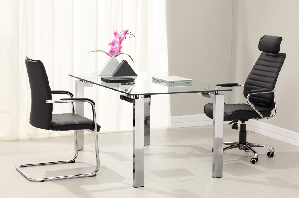 Mirrored Desk And Awesome Mirrored Desk Furniture Design And Modern Black Leather Office Chairs With Stainless Steel Frame Idea Office  Futuristic Chairs That Will Improve The Interior Designs Of Your Offices 