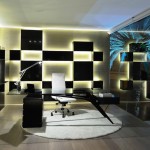 Modular Wall Office Awesome Modular Wall With Lighting Office Decorating Idea And Round Shag Rug Feat Unusual Black Design Office  Home Office Decorating Ideas Combining Casualness And Elegance 