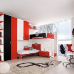 Red And In Awesome Red And White Interiors In Cool Kids Rooms With Single Bed Completed With Nightstand And Desk Also Furnished With Toys On Soft Rug Kids Room Desire Behind The Creation Of Cool Kids Rooms