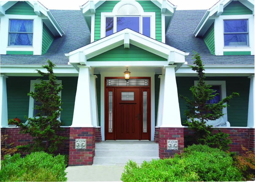 Wood Front Feat Awesome Wood Front Door Design Feat Innovative Bold Exterior Color Scheme With Green And Gray Idea Exterior  Beautiful Exterior Schemes With Various Colors 