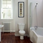 Wooden Flooring Small Awesome Wooden Flooring Ideas Of Small Bathroom Remodel Completed With Bathtub And White Toilet Seat Furnished With Pedestal Sink And Wall Mirror Bathroom Comfortable Small Bathroom Ideas For Washing In Charming Style
