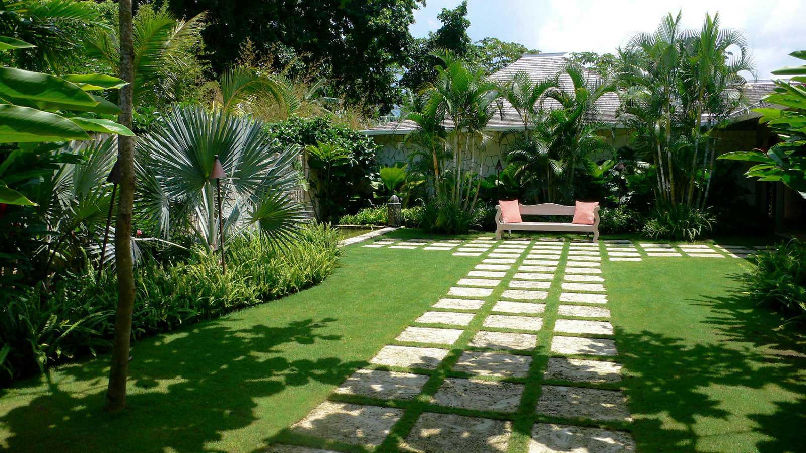 Landscape Design Concrete Backyard Landscape Design Decorated With Concrete Tile Flooring For Pathway And Green Garden For Landscaping Design Ideas Outdoor Backyard Landscape Design To Make The Most Of Your Space