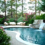 Landscape Design Ideas Backyard Landscape Design With Pool Ideas Using Small Waterfall And Wicker Sofa For Outdoor Furniture Ideas Inspiration Backyard Landscape Design To Make The Most Of Your Space