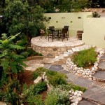 Patio Idea Stone Backyard Patio Idea Present Beautiful Stone Walkway And Stairs Feat Cozy Black Outdoor Furniture Set Design Backyard  Decorating Backyard Patio Ideas For Lovely Family And Enhancing Your House Design 