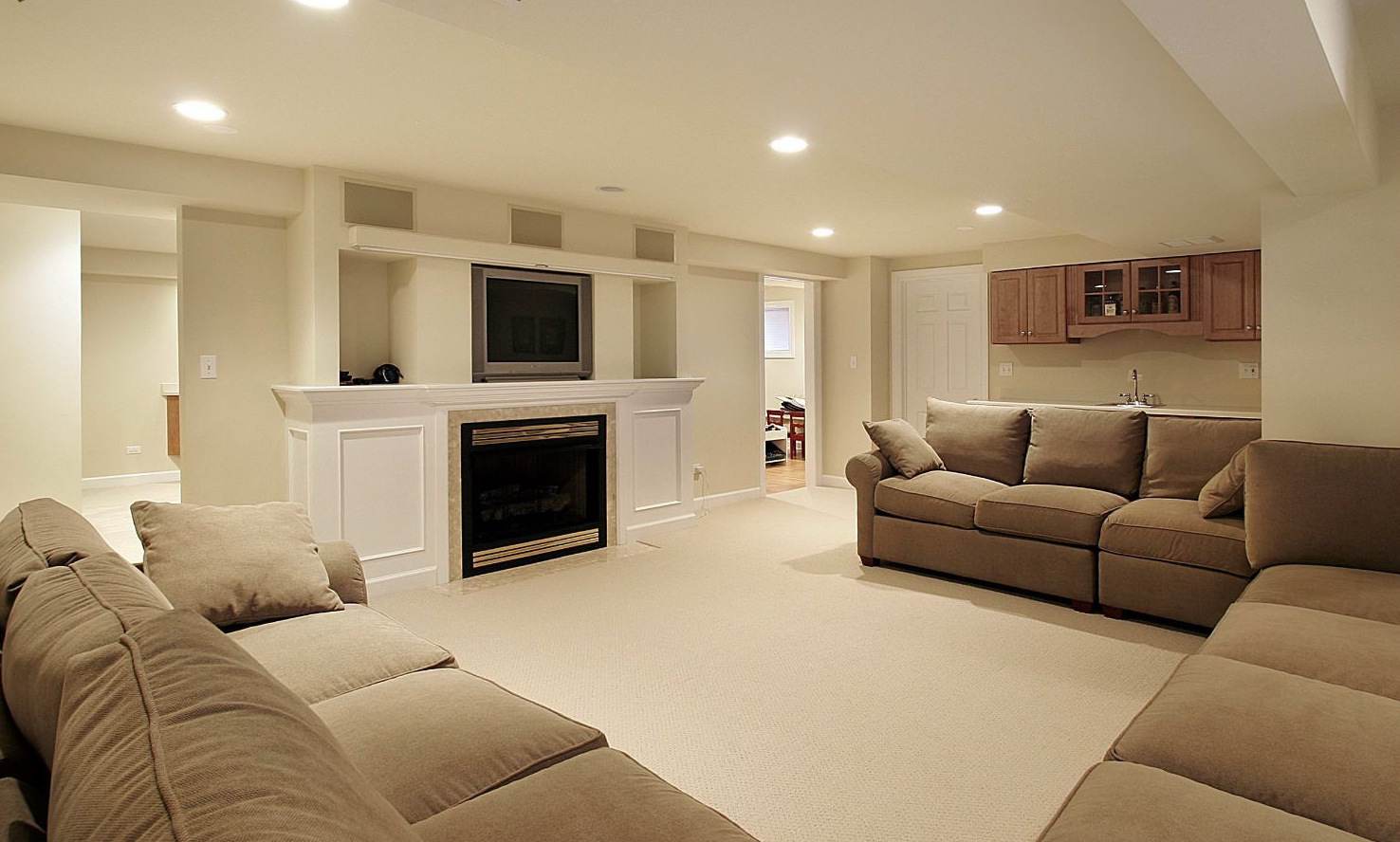 Paint Colors Wall Basement Paint Colors With White Wall Design Combined With Beige Fabric Sofa In Traditional Style Completed With White TV Cabinet Basement Basement Paint Colors For Soothing Purpose