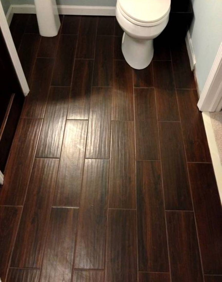 Design Idea Bold Bathroom Design Idea Focus On Bold Dark Wood Floor Color Feat White Toilet Seat House Designs  Elegant Flooring In Wood Floor Colors 