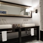Design With Vanity Bathroom Design With Long Bathroom Vanity Mirror Built In Washbasins Cabinets White Painted Walls And Marble Floor Stunning Bathroom Vanity Mirrors For Elegant Homes