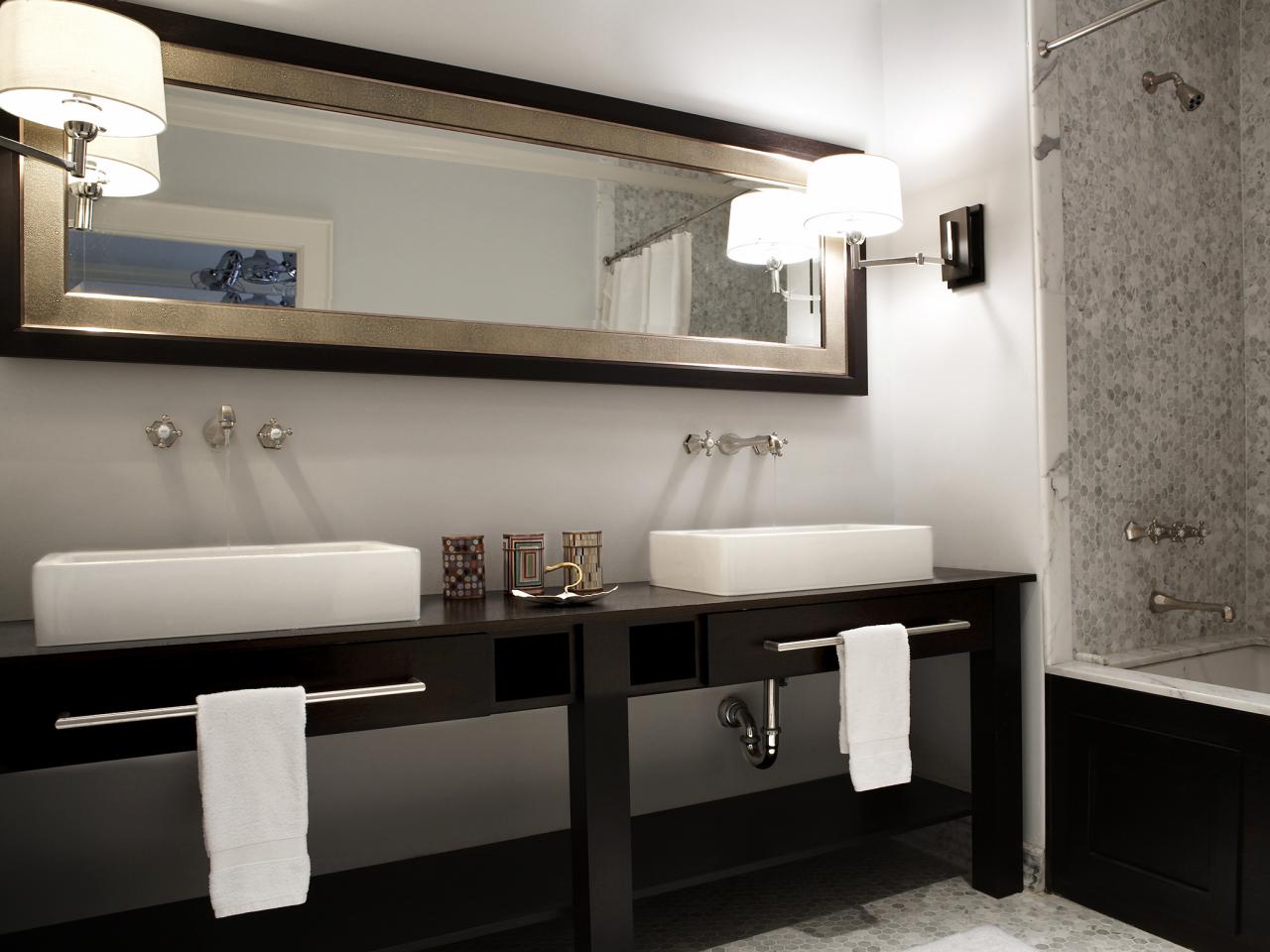 Design With Vanity Bathroom Design With Long Bathroom Vanity Mirror Built In Washbasins Cabinets White Painted Walls And Marble Floor Bathroom Stunning Bathroom Vanity Mirrors For Elegant Homes