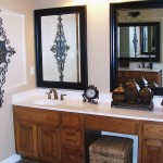 Design With Framed Bathroom Design With Two Black Framed Bathroom Vanity Mirrors Marble Floor And Built In Washbasins Wooden Cabinets Bathroom Stunning Bathroom Vanity Mirrors For Elegant Homes