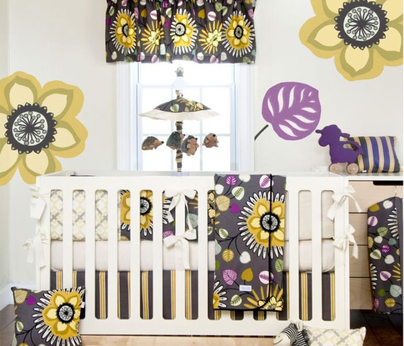 Flower Pattern Bedding Beautiful Flower Pattern Baby Nursery Bedding Sets Combined With Cute Musical Mobile Kids Room Beautiful And Comfortable Bedding Sets For Baby Nursery Crib