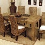 Handmade Area Rectangular Beautiful Handmade Area Rug And Rectangular Wood Table Design Feat Cool Wicker Dining Chairs   Comfortable Wicker Dining Chair To Have A Delightful Dinner 