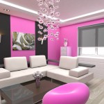 Pink Living With Beautiful Pink Living Room Design With Sectional Sofa In White Color Furnished With Bench And Brown Table Plus Completed With Antique Pendant Lamps Living Room Stylish And Simply Living Room Design