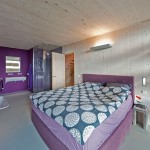 And Bathroom House Bedroom And Bathroom Modern Rustic House Design With Wood Wall Panels And Purple Interior Color Decorating Ideas Glass Room Divider Jacuzzi Bathtub And Towel Storage Built In Architecture Sustainable Contemporary Home With Strongly Rustic Elements