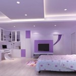View With Floor Bedroom View With White Marble Floor Purple Nuance Painted Walls Flatt Screen TV And King Sized Bed For Interior Design Bedroom Ideas Bedroom Scale And Proportion In Interior Design That Will Rock Your Bedroom