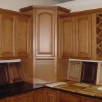 Size For Kitchen Big Size For Wooden Corner Kitchen Cabinet And Brown Color Closed Simple Backsplash Model Closed Black Countertop Color Plus Single Sink Kitchen Corner Kitchen Cabinet: What To Do To Avoid Awkward Look On It