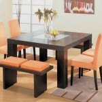Square Wooden Decorated Big Square Wooden Kitchen Table Decorated With Glass Vase Centerpiece Also Orange Upholstered Chairs Set On Plaid Rug Dining Room Cozy Square Table For Kitchen As Bar And Additional Dining Room