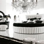 And White Unique Black And White Bedroom With Unique Furniture Set Also Oversized Vanity Mirror Idea Plus Round Bed Design Bedroom  Combination Of Gothic And Minimalist Black White Bedroom Decoration 