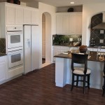 And White Cool Black And White Kitchen Featured Cool Vinyl Wood Plank Flooring Plus Comfortable Barstool Also Stone Backsplash Tile House Designs  Choosing Vinyl Wood Plank Flooring Ideas As The Smart Budget Control 