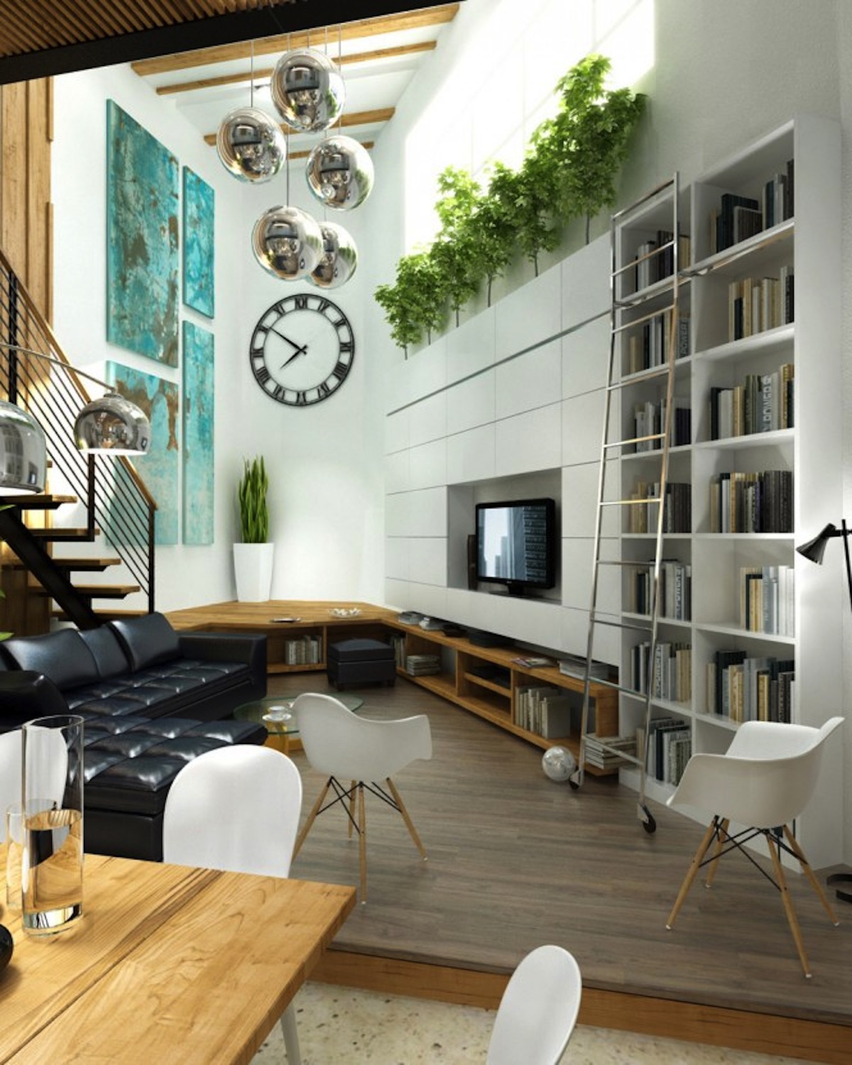 Leather L Unit Black Leather L Shape Sofa Unit And White Chairs Furniture Beside Highest Bookcase Living Room 11 Cozy Modern Living Room Design Ideas For Families Of All Ages