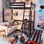 Loft Bed White Black Loft Bed Frame With White Fabric Sofa And Running Rug Ideas Furniture 17 Small Space Living Design Ideas From IKEA