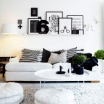 White Home For Black White Home Interior Design For Small Apartments Ideas With Modern Round Plastic Tea Table Design And White Colored Feather Carpet Ideas Also Inspiring Bed Sofa Furniture Design Furniture Selecting Beautiful Furniture For Home Interior Design