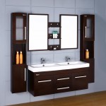 Wall Color Minimalist Blue Wall Color Idea Feat Minimalist Floating Bathroom Vanity And Double Sinks Design Plus Creative Mirrors With Shelves Bathroom  Bathroom Vanities And Sinks To Enhance Your Bathroom Style 