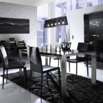 Black Furniture Dining Breathtaking Black Furniture Of Modern Dining Room Sets Matched With White Ceramics Flooring Furnished With Table On Rug Completed With Chairs And Pendant Lighting Dining Room The Best Modern Dining Room Sets