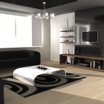 Black White Design Breathtaking Black White Living Room Design Ideas With Sofa And Sleek Table On Thick Rug Furnished With Modern Chandelier And Completed With Wall Flat Screen Television Living Room Living Room Design Ideas Which Is Designed For Modern House