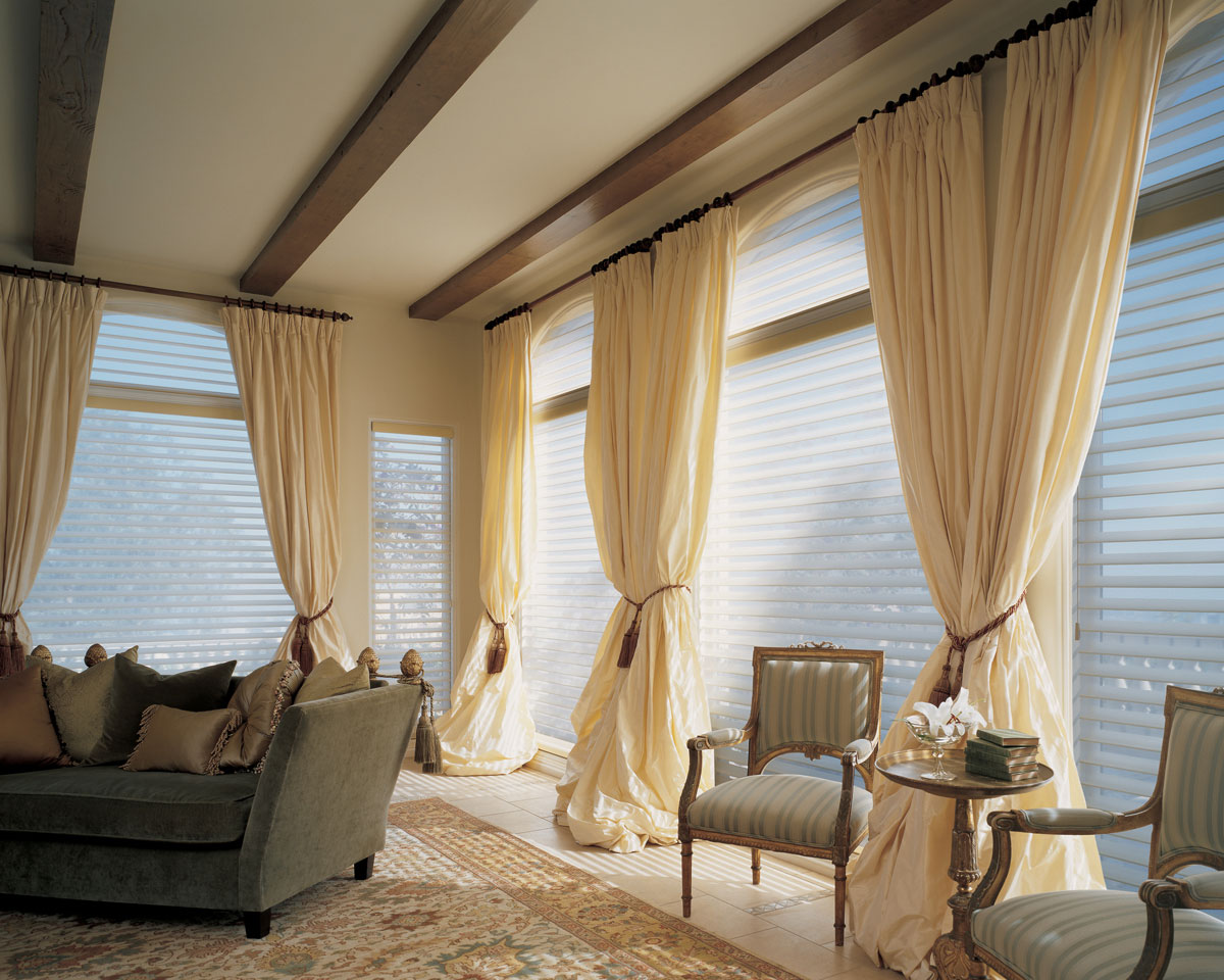 Living Room Decorated Breathtaking Living Room Design Interior Decorated With Traditional Furniture Completed With Cream Window Covering Ideas For Inspiration Decoration Window Covering Ideas With A 50 Shades Of Curtains And Sliding Patio Doors
