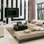 Modern Living With Breathtaking Modern Living Room Design With Sofa And Bench Completed By Cushions Furnished With Chair And Black Table On Thick Rug Also Added With Wall Television Living Room Stylish And Simply Living Room Design