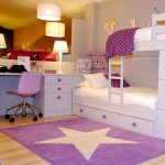 Purple Kids In Breathtaking Purple Kids Room Rugs In Kids Bedroom Furnished With White Twin Bunk Bed On Platform Drawers And Completed With Desk Sets Kids Room Kids Room Rugs: Between Classic And Modern Style