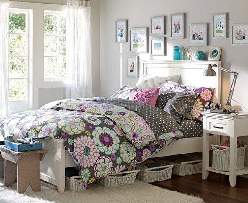 Bed Plus Aside Breezy Bed Plus Floral Bedding Aside Table Lamp On Bedside Embellished With Photo Collage Decorate Teenage Bedroom  Interior Design  The Most Alluring Room Ideas For Teenager 