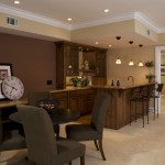 Basement Paint Traditional Brown Basement Paint Colors Using Traditional Interior Design Decorated With Minimalist Kitchen Bar And Grey Upholstered Chair Basement Basement Paint Colors For Soothing Purpose