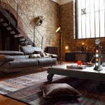 Color Furniture Floor Calm Color Furniture On Wooden Floor And Brick Wall For Living Room Inspiration Living Room Living Room Inspiration With Compact Interior Arrangement